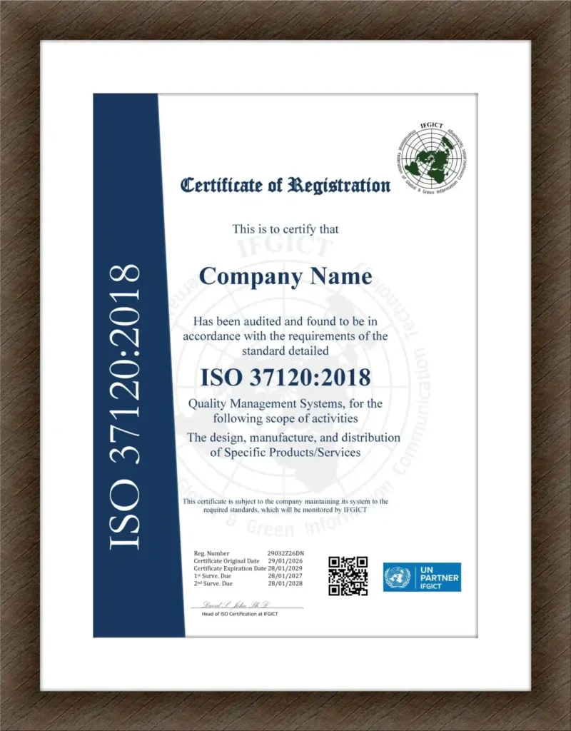 ISO 37120:2018 by IFGICT as a certification body